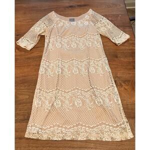 RABBIT RABBIT RABBIT DESIGNS‎ Sz 10 Dress Boho Nude Lacy